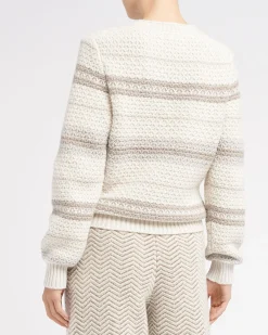 Women Barrie Striped chunky cashmere jumper