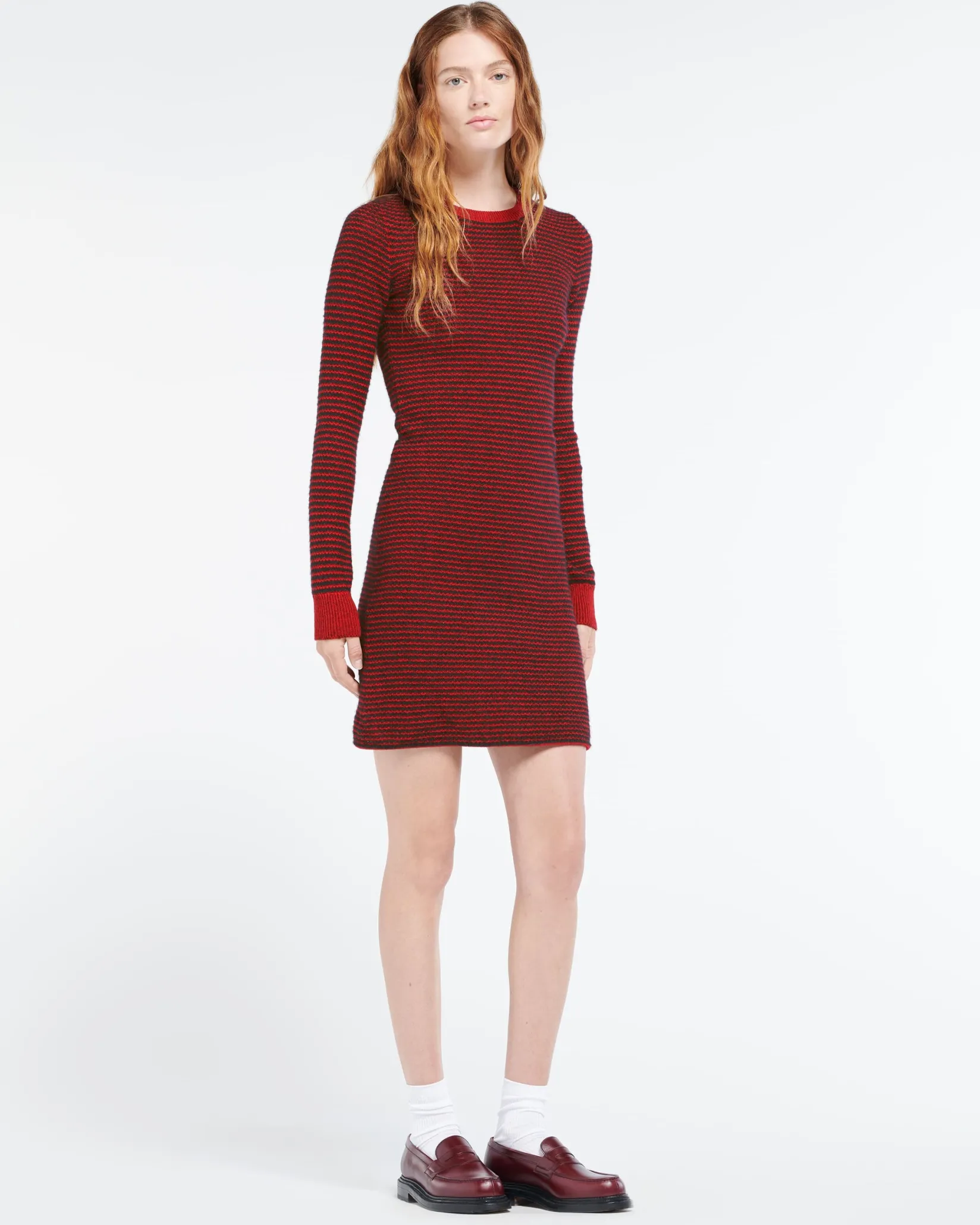 Women Barrie Striped dress in cashmere, alpaca and silk