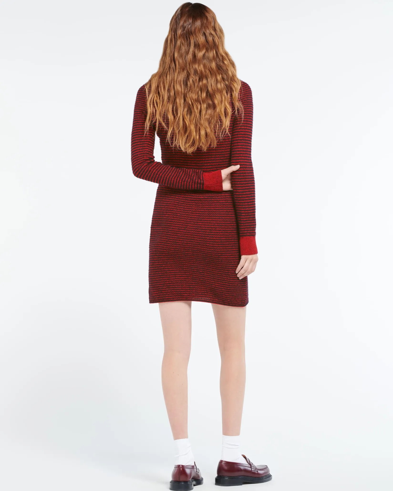 Women Barrie Striped dress in cashmere, alpaca and silk