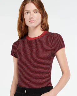 Women Barrie Striped top in cashmere, alpaca and silk