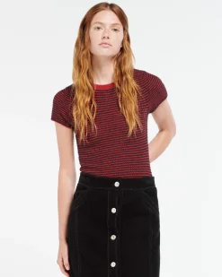 Women Barrie Striped top in cashmere, alpaca and silk