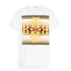 Women Barrie Striped t-shirt with logo cashmere patch