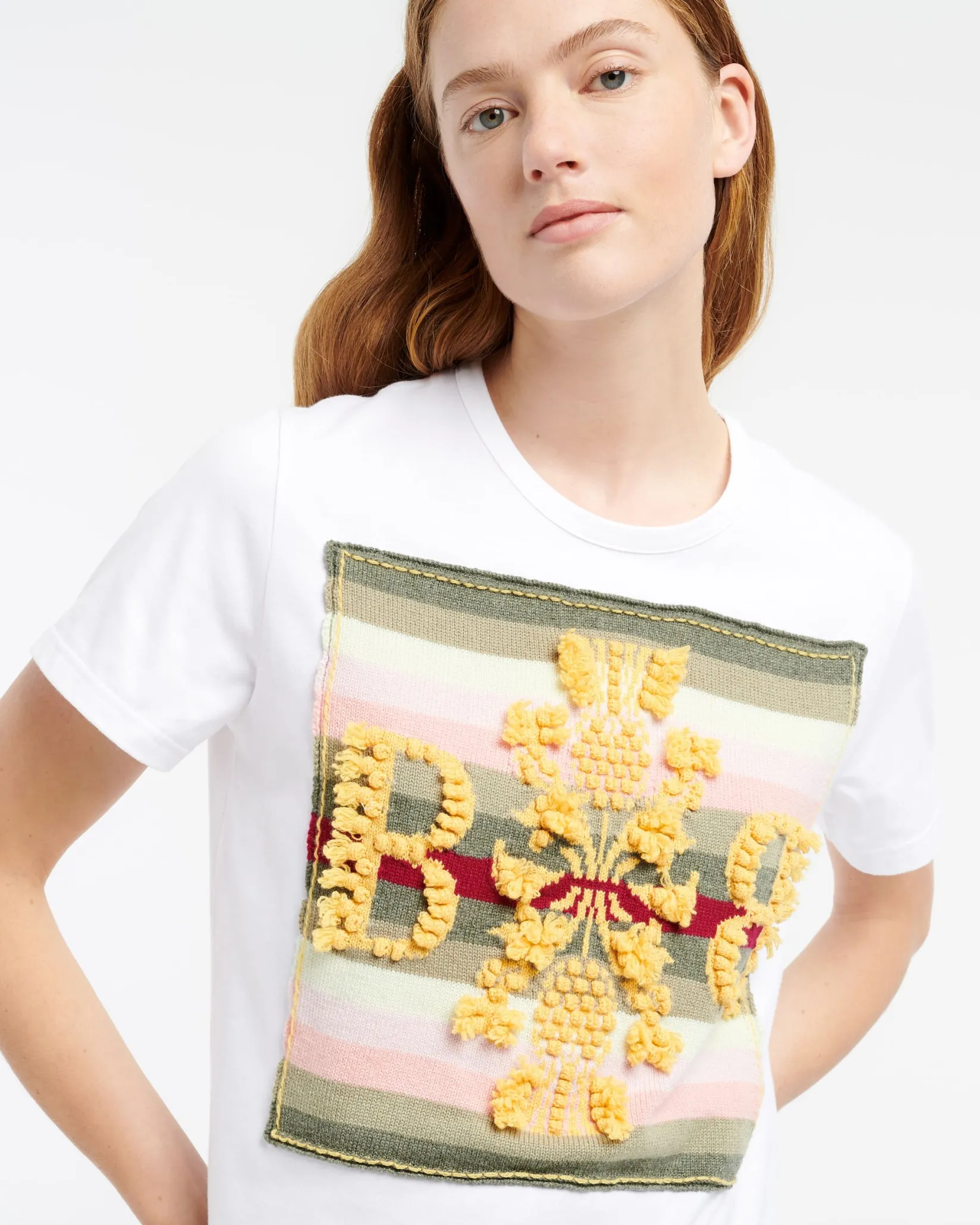 Women Barrie Striped t-shirt with logo cashmere patch