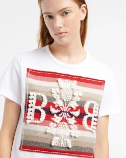 Women Barrie Striped t-shirt with logo cashmere patch