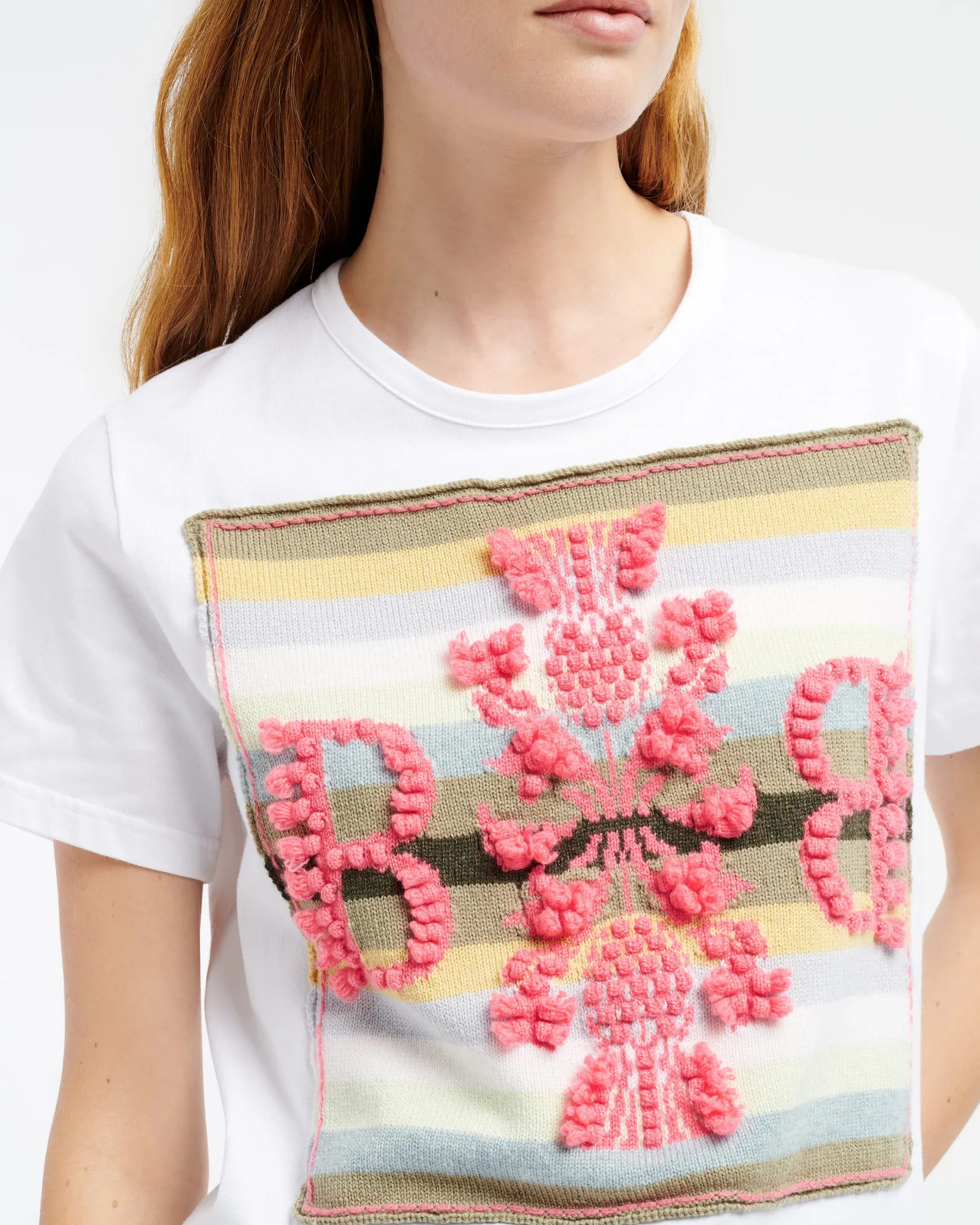 Women Barrie Striped t-shirt with logo cashmere patch