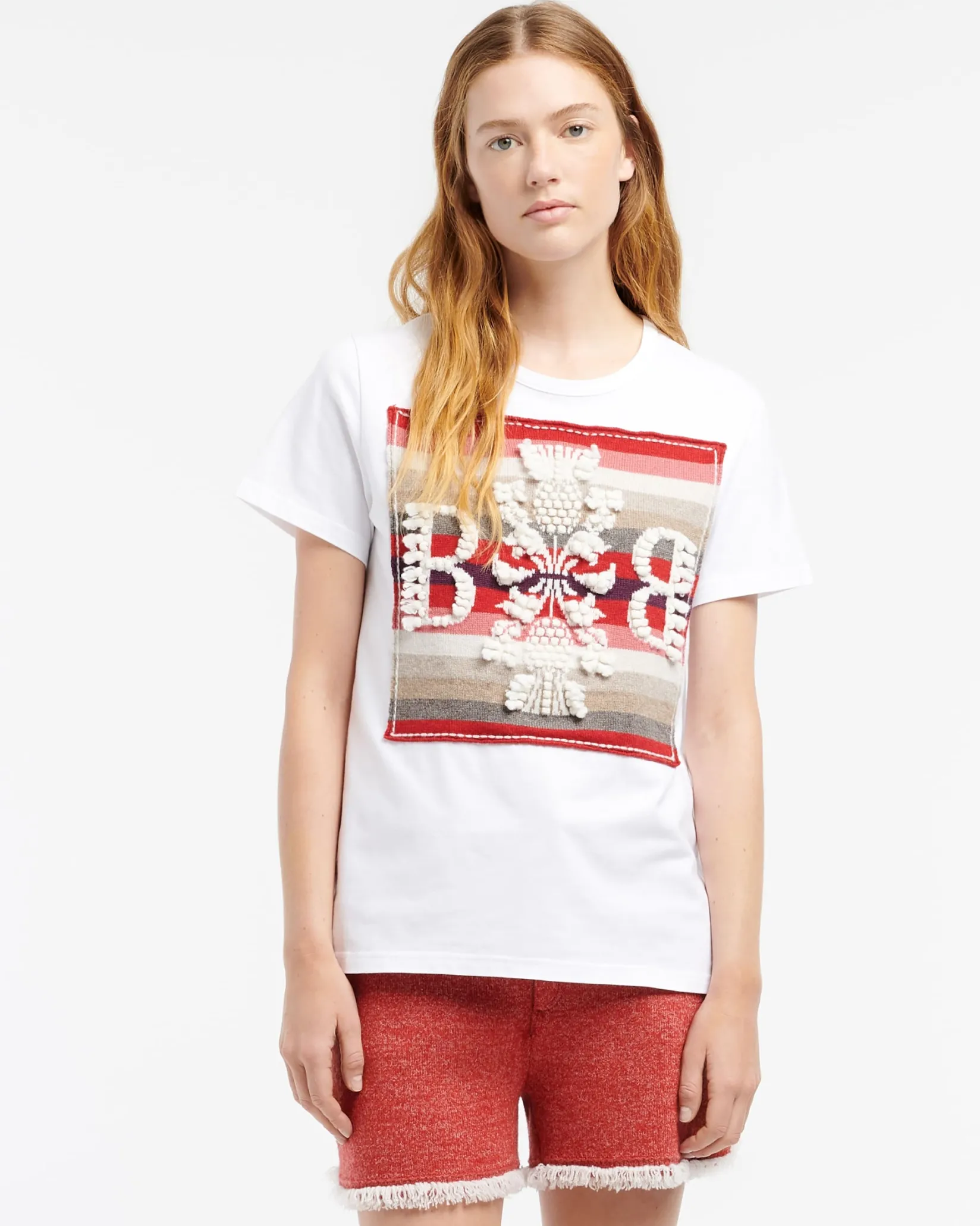 Women Barrie Striped t-shirt with logo cashmere patch