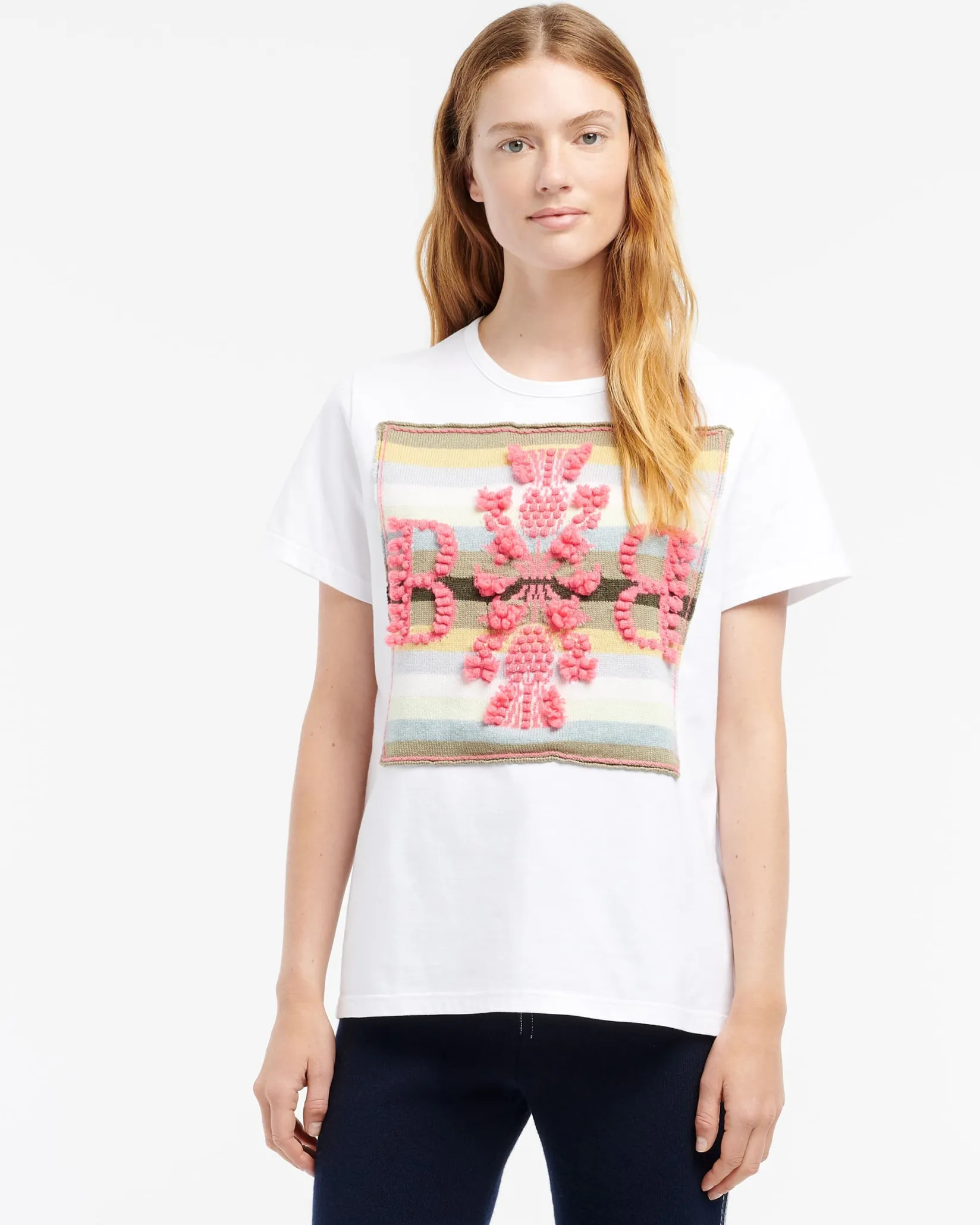Women Barrie Striped t-shirt with logo cashmere patch