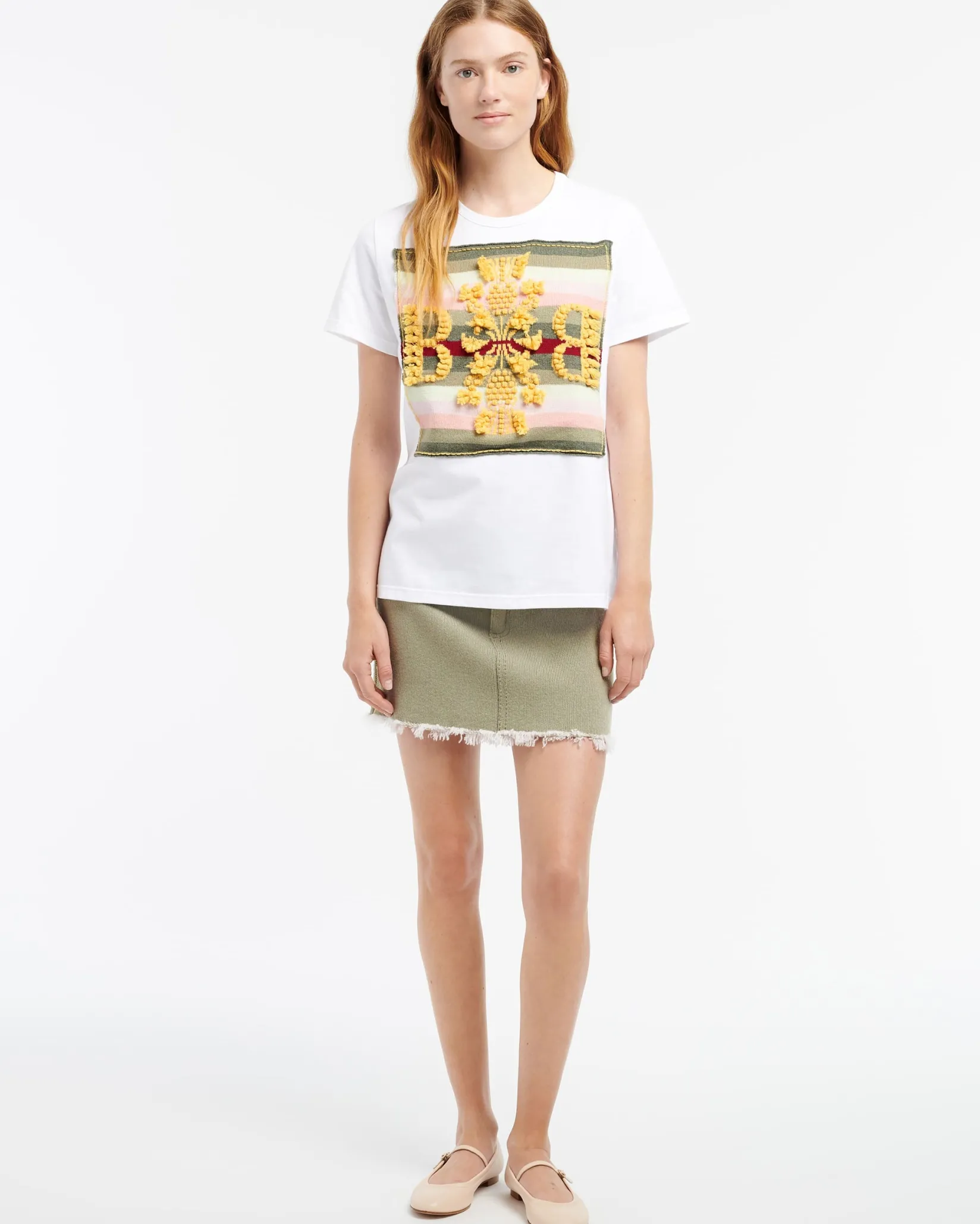 Women Barrie Striped t-shirt with logo cashmere patch