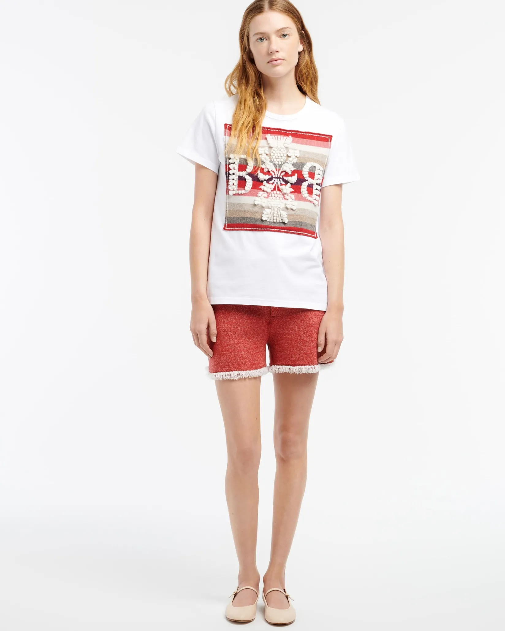 Women Barrie Striped t-shirt with logo cashmere patch