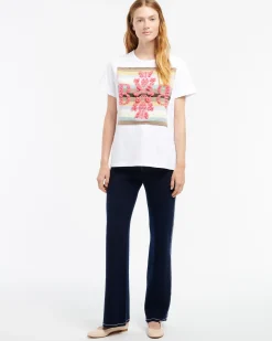 Women Barrie Striped t-shirt with logo cashmere patch