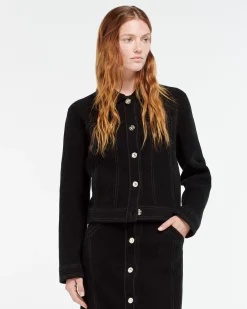 Women Barrie Suede-effect jacket in cashmere and cotton