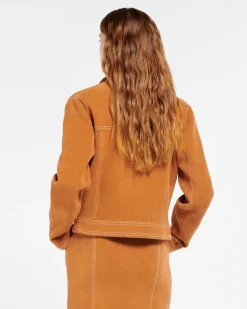 Women Barrie Suede-effect jacket in cashmere and cotton
