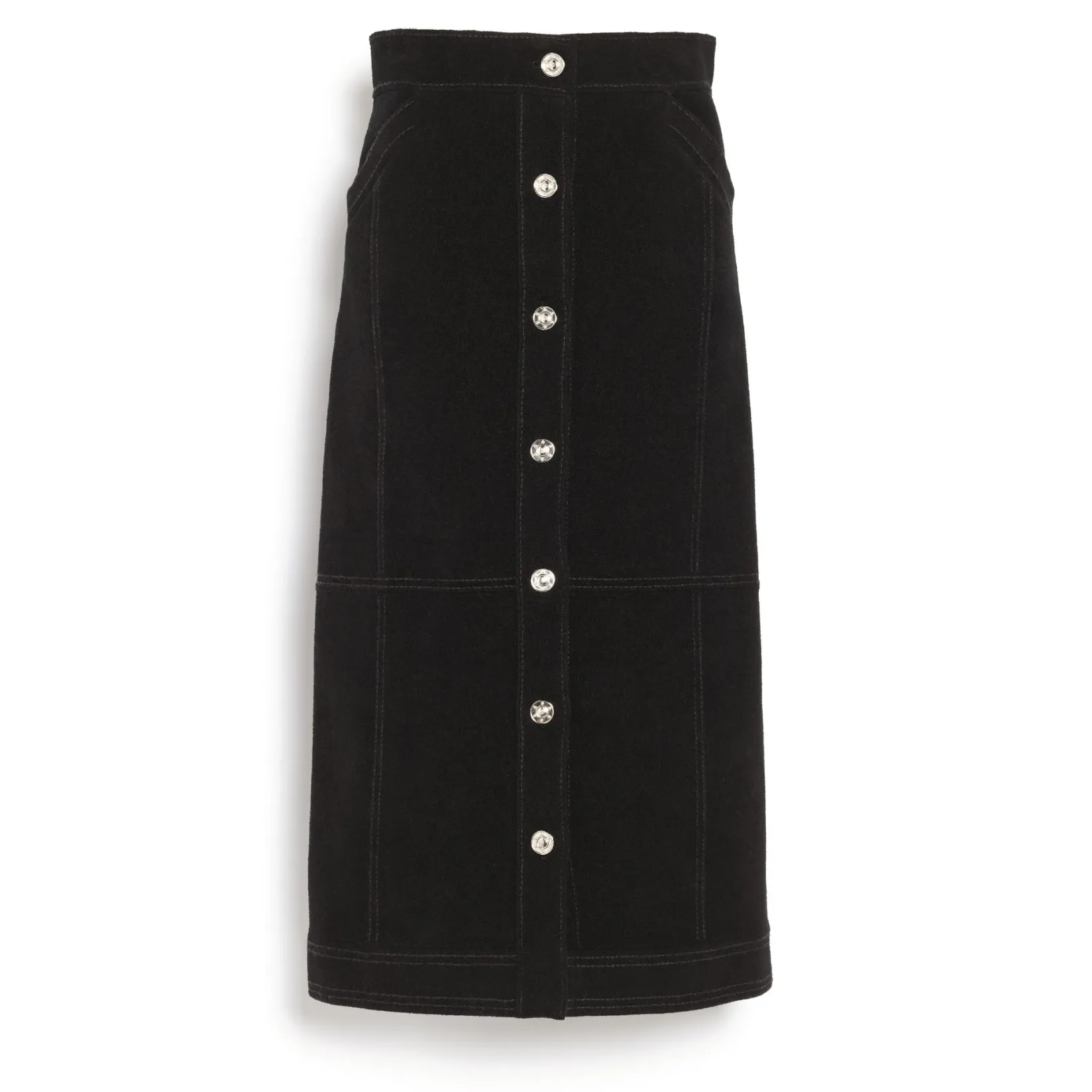 Women Barrie Suede-effect long skirt in cashmere and cotton