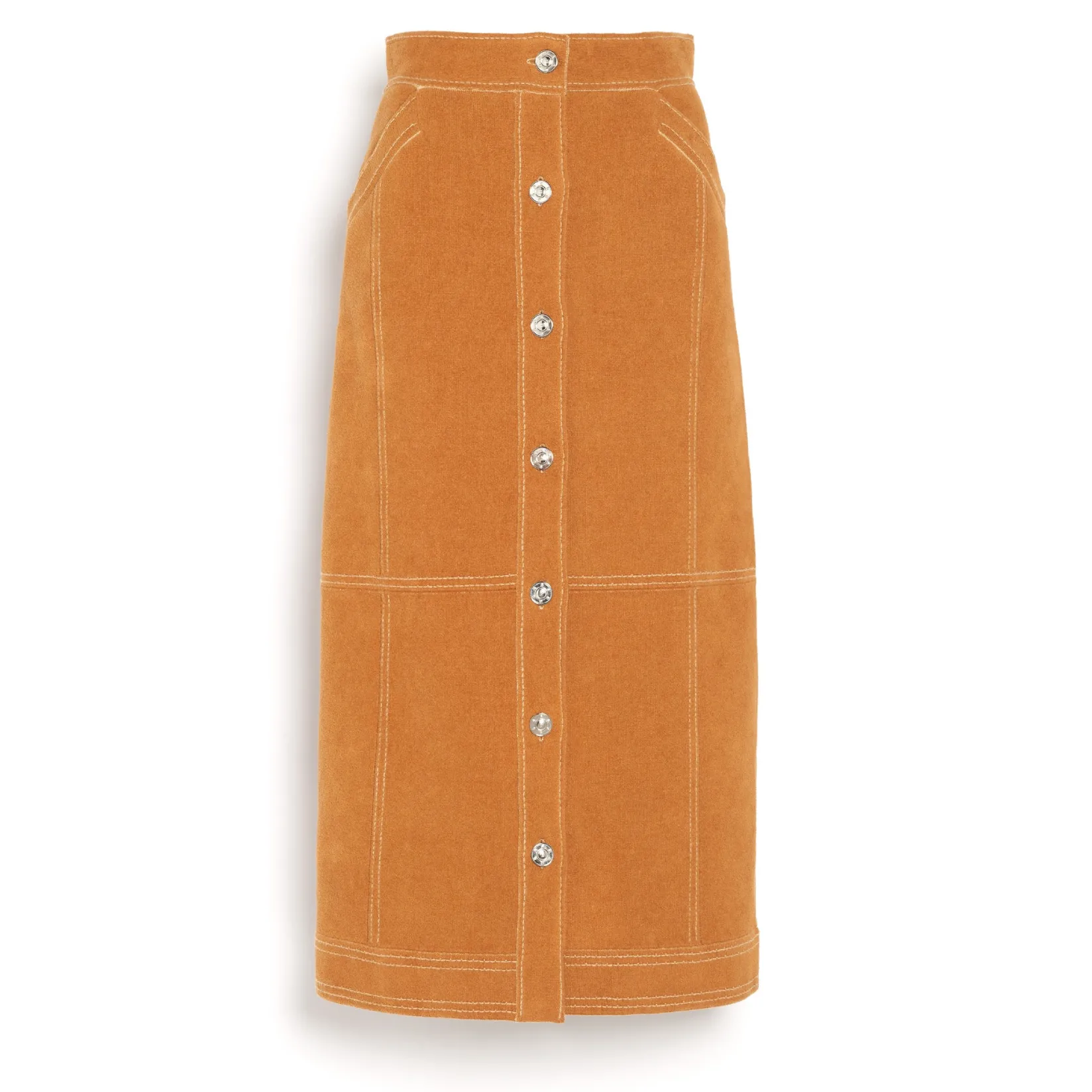 Women Barrie Suede-effect long skirt in cashmere and cotton