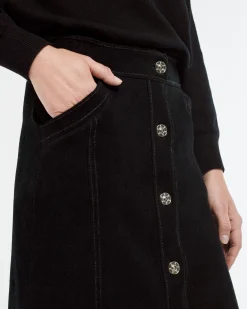 Women Barrie Suede-effect long skirt in cashmere and cotton
