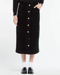 Women Barrie Suede-effect long skirt in cashmere and cotton