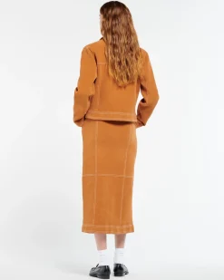 Women Barrie Suede-effect long skirt in cashmere and cotton