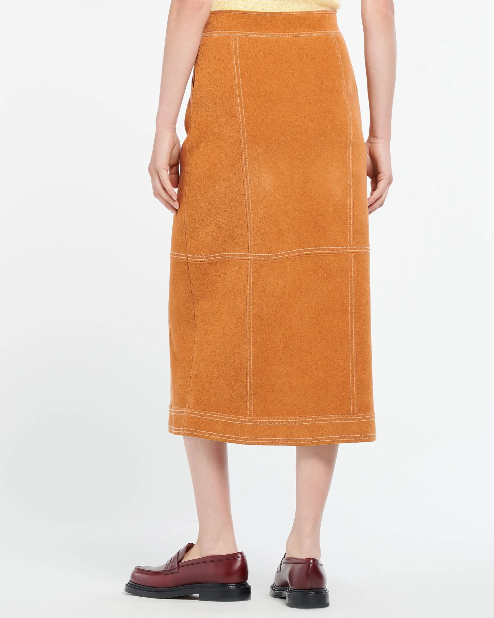 Women Barrie Suede-effect long skirt in cashmere and cotton