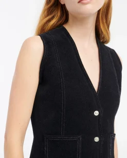 Women Barrie Suede-effect sleeveless jacket in cashmere and cotton