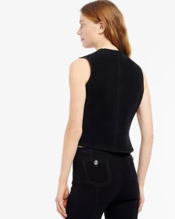 Women Barrie Suede-effect sleeveless jacket in cashmere and cotton