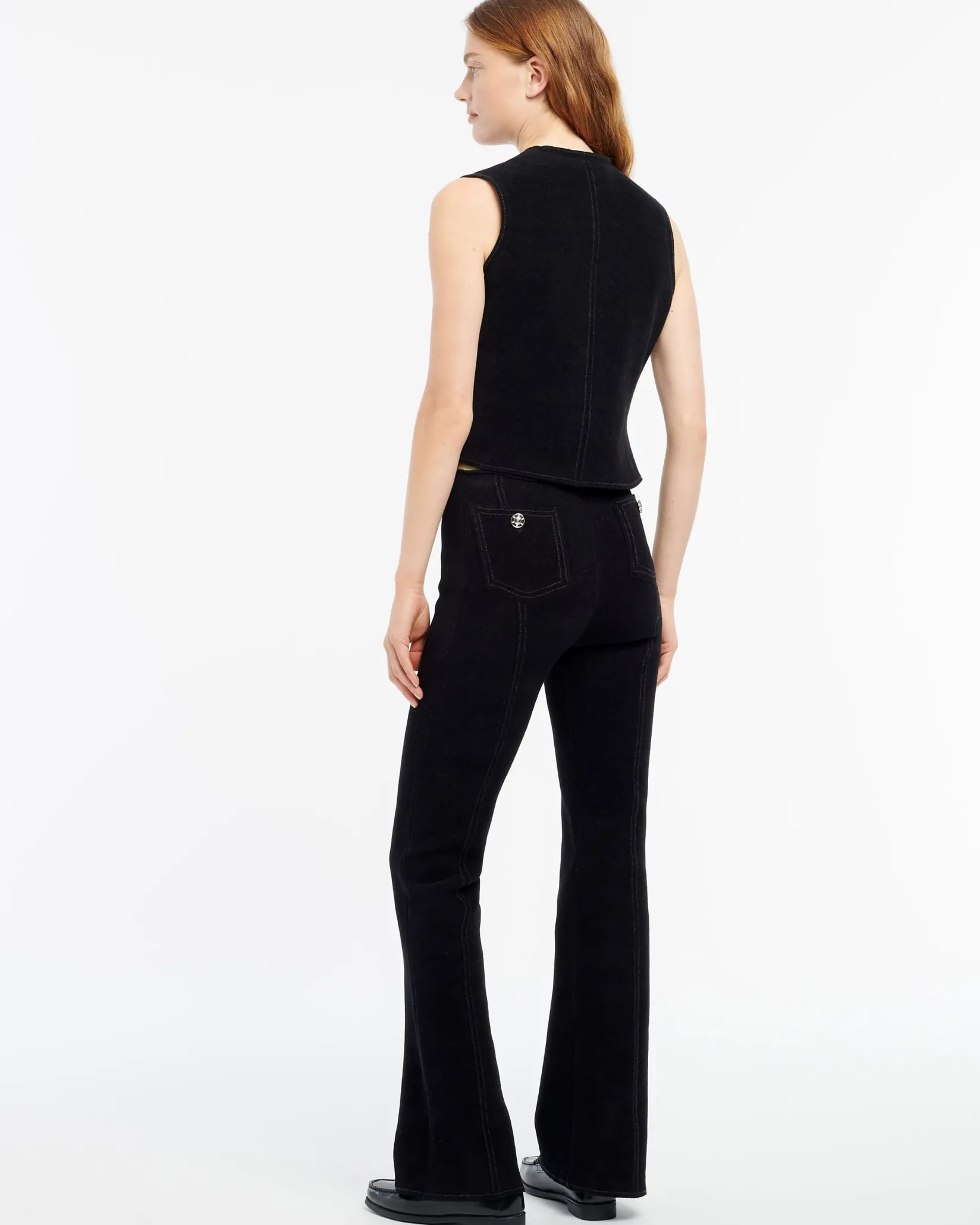 Women Barrie Suede-effect sleeveless jacket in cashmere and cotton