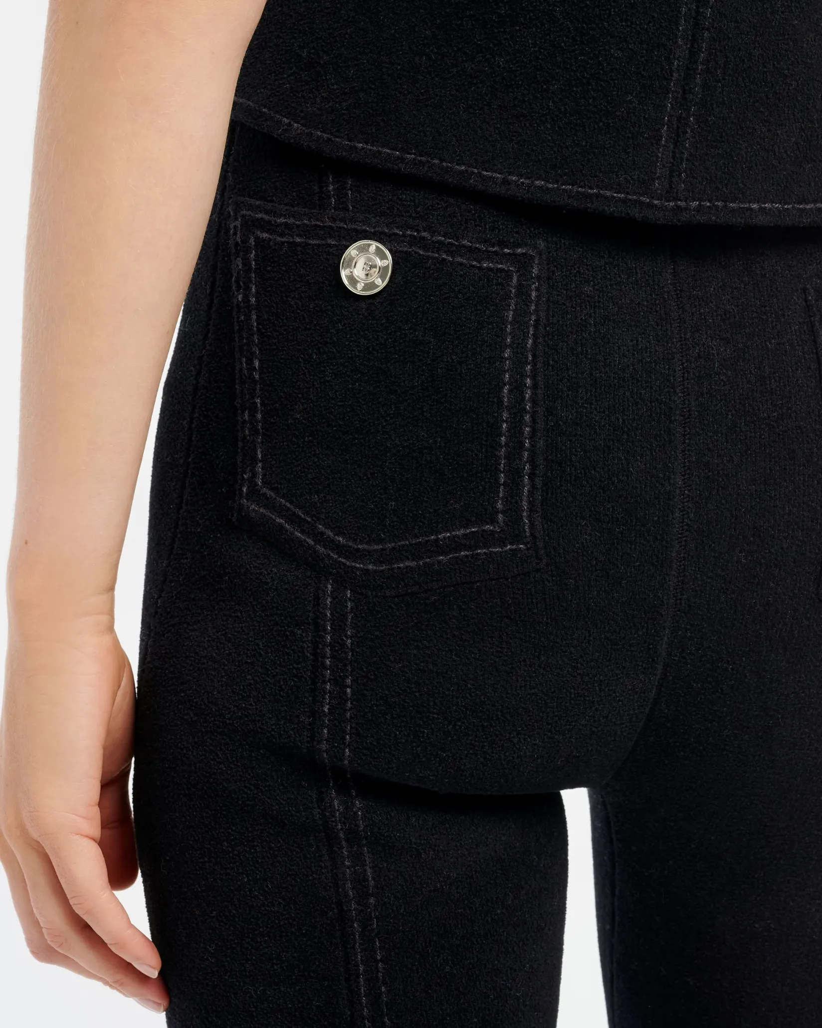 Women Barrie Suede-effect trousers in cashmere and cotton