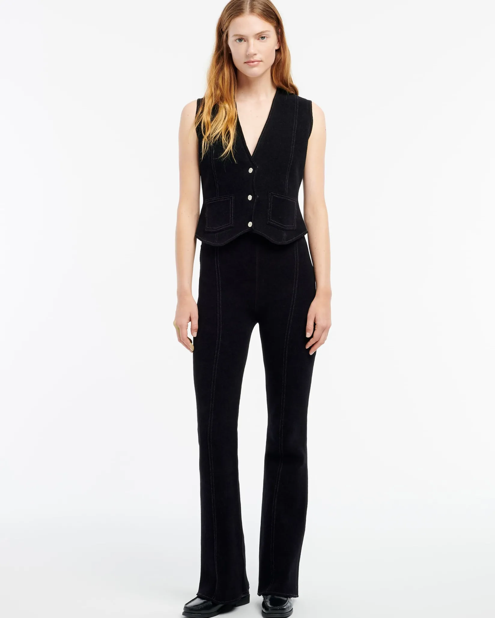 Women Barrie Suede-effect trousers in cashmere and cotton