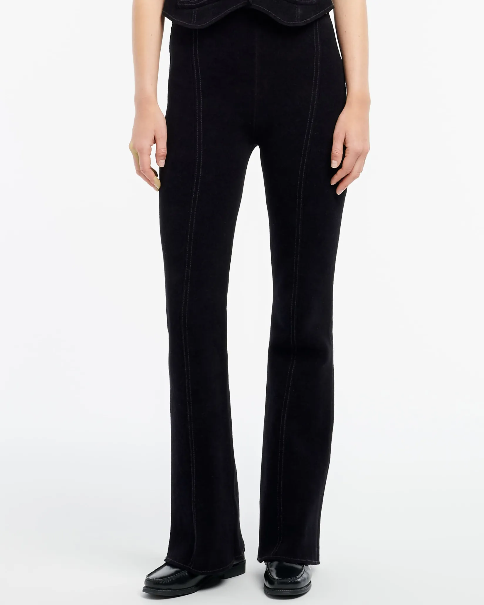 Women Barrie Suede-effect trousers in cashmere and cotton
