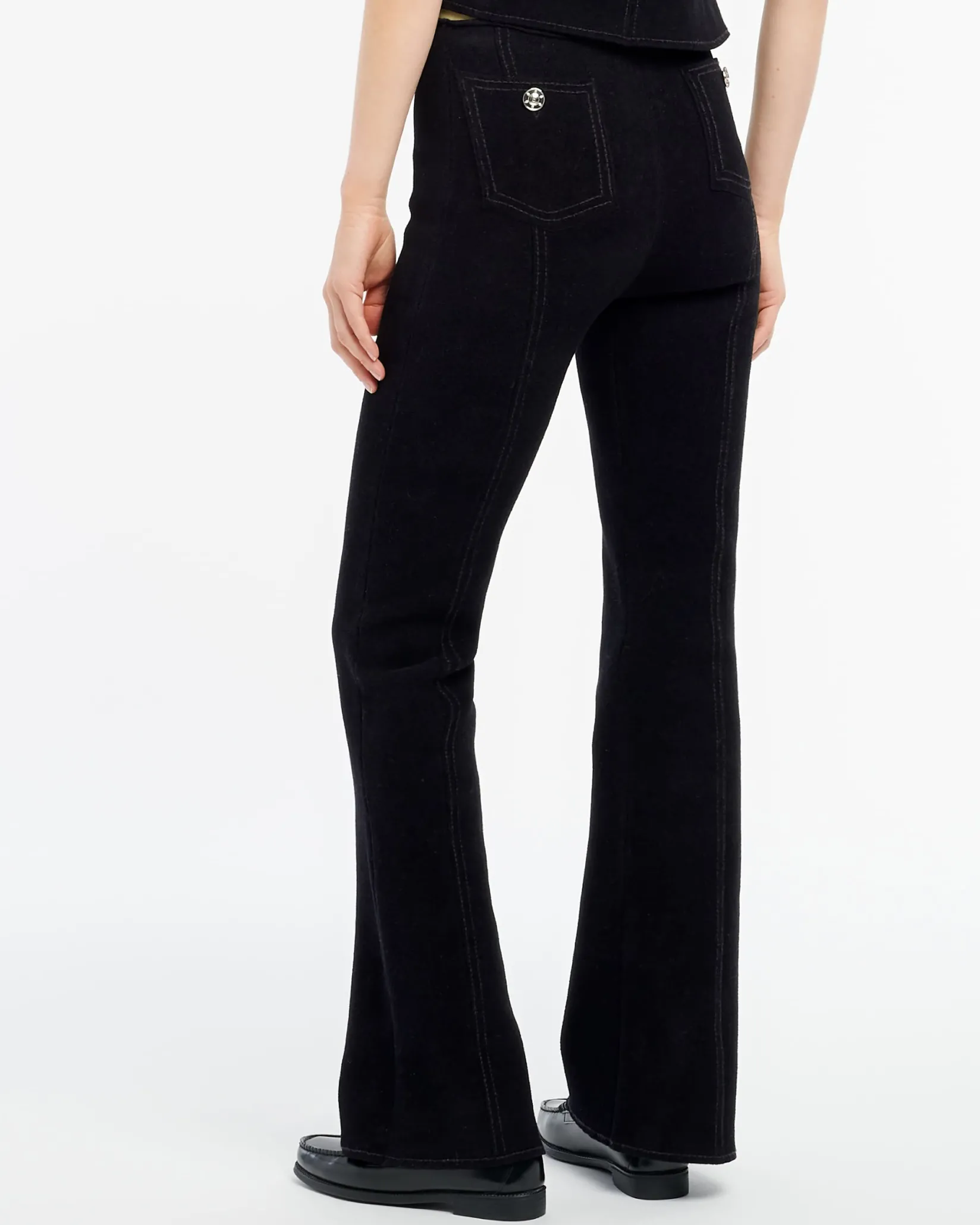 Women Barrie Suede-effect trousers in cashmere and cotton