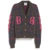 Women Barrie Tartan cashmere cardigan with B logo