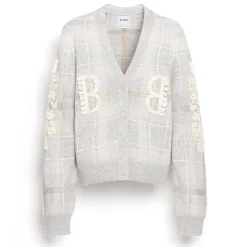 Women Barrie Tartan cashmere cardigan with B logo