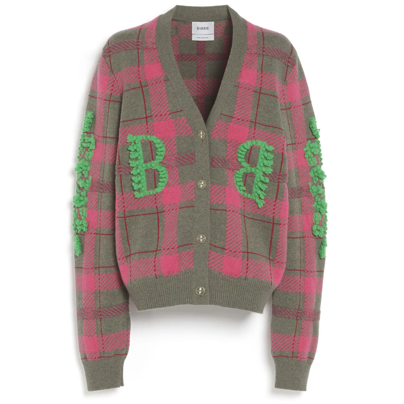Women Barrie Tartan cashmere cardigan with B logo