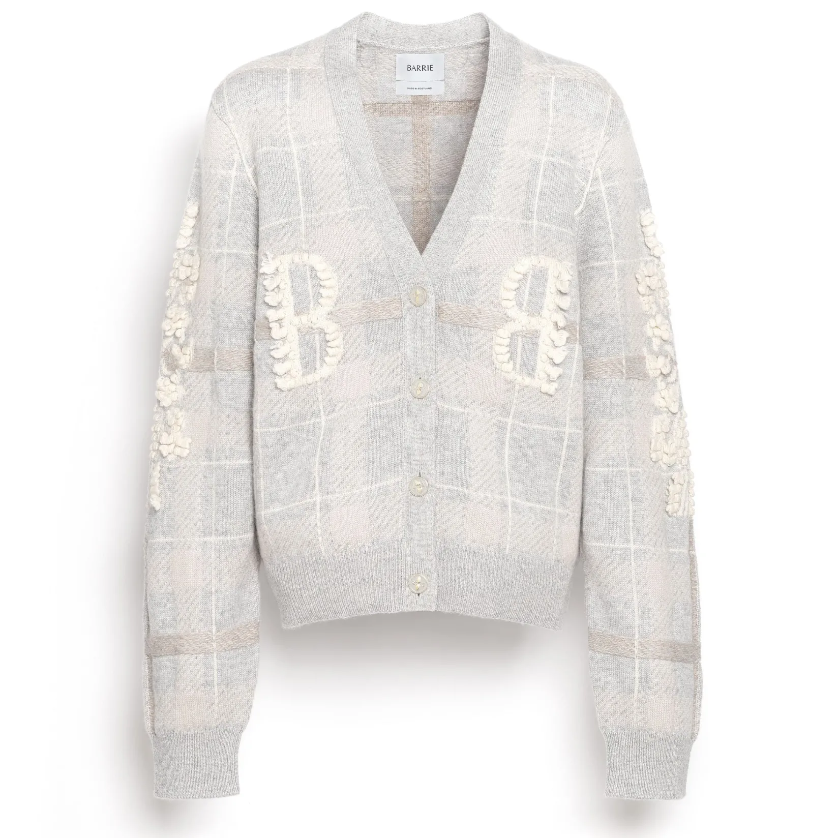 Women Barrie Tartan cashmere cardigan with B logo