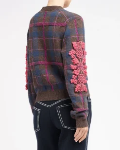 Women Barrie Tartan cashmere cardigan with B logo
