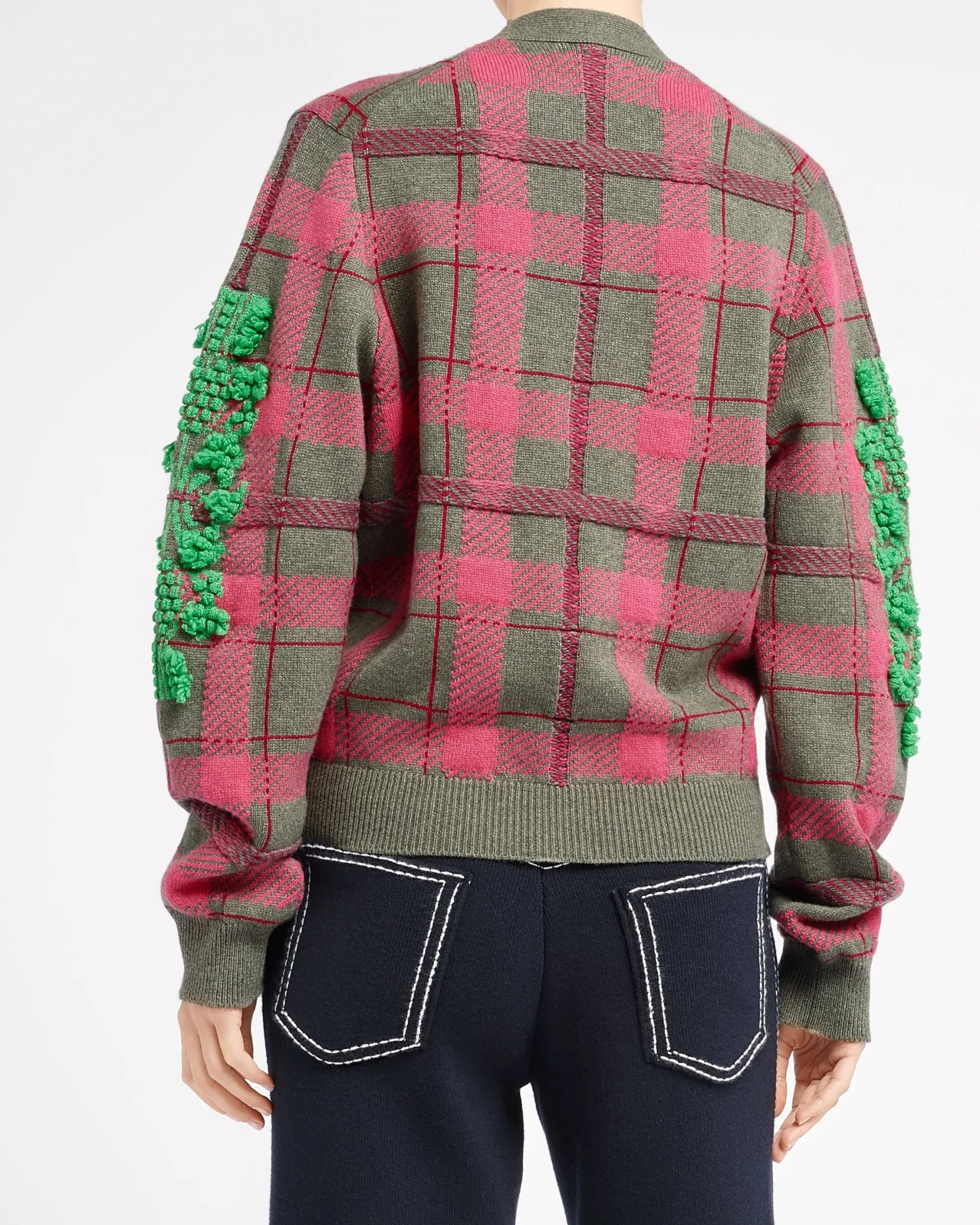 Women Barrie Tartan cashmere cardigan with B logo