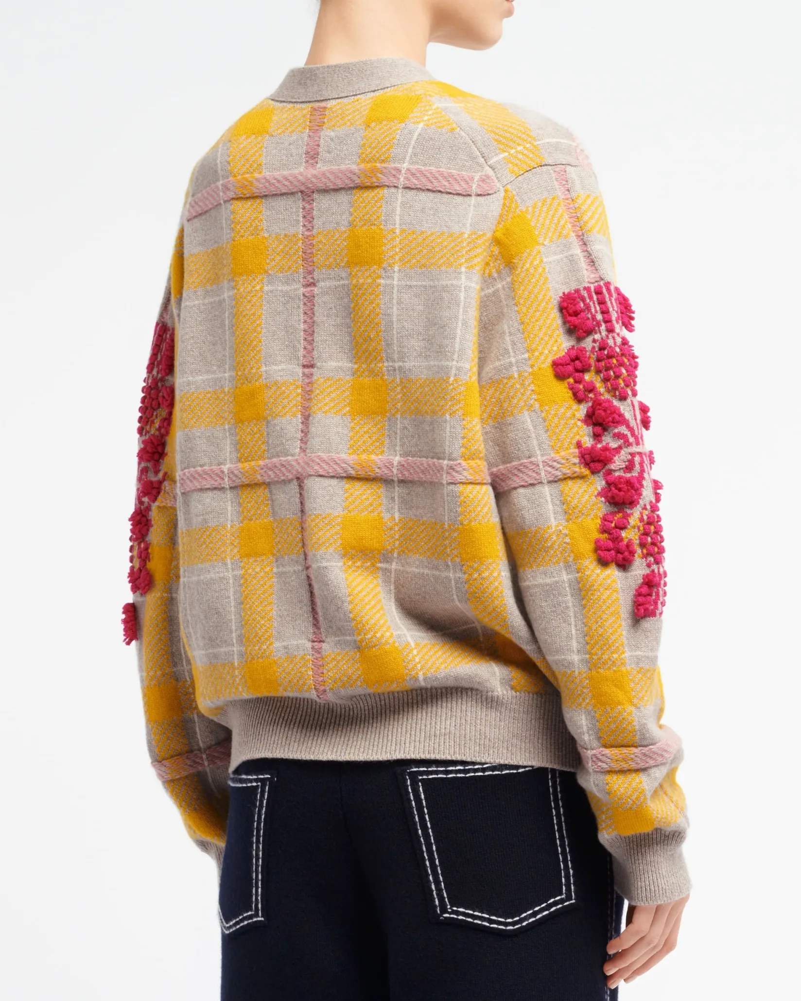 Women Barrie Tartan cashmere cardigan with B logo