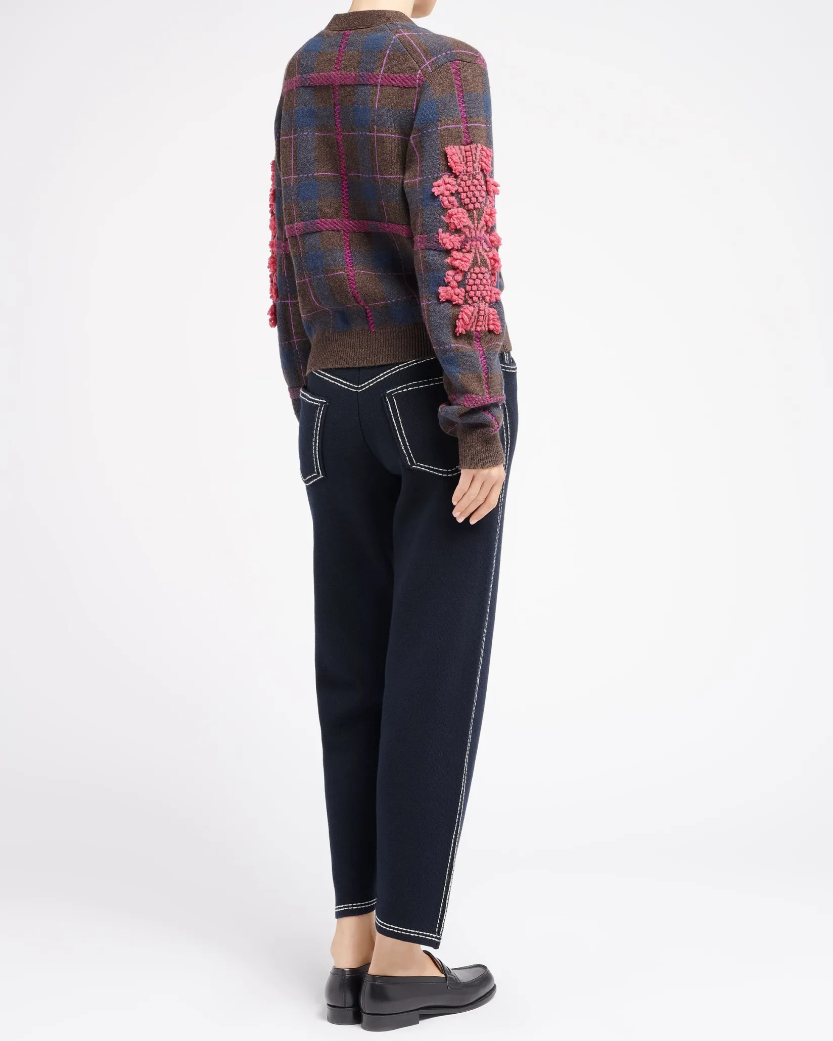 Women Barrie Tartan cashmere cardigan with B logo