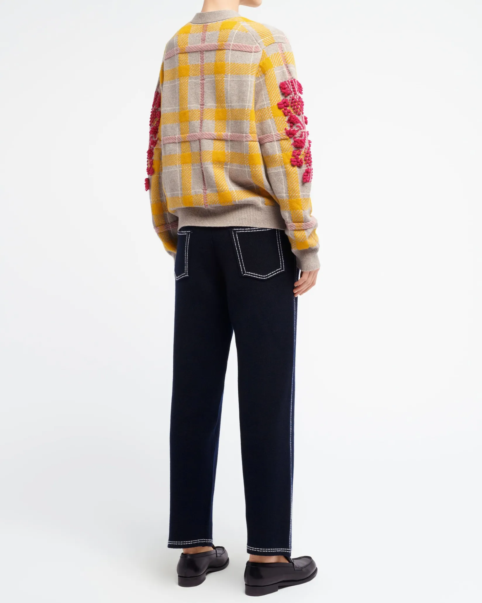 Women Barrie Tartan cashmere cardigan with B logo