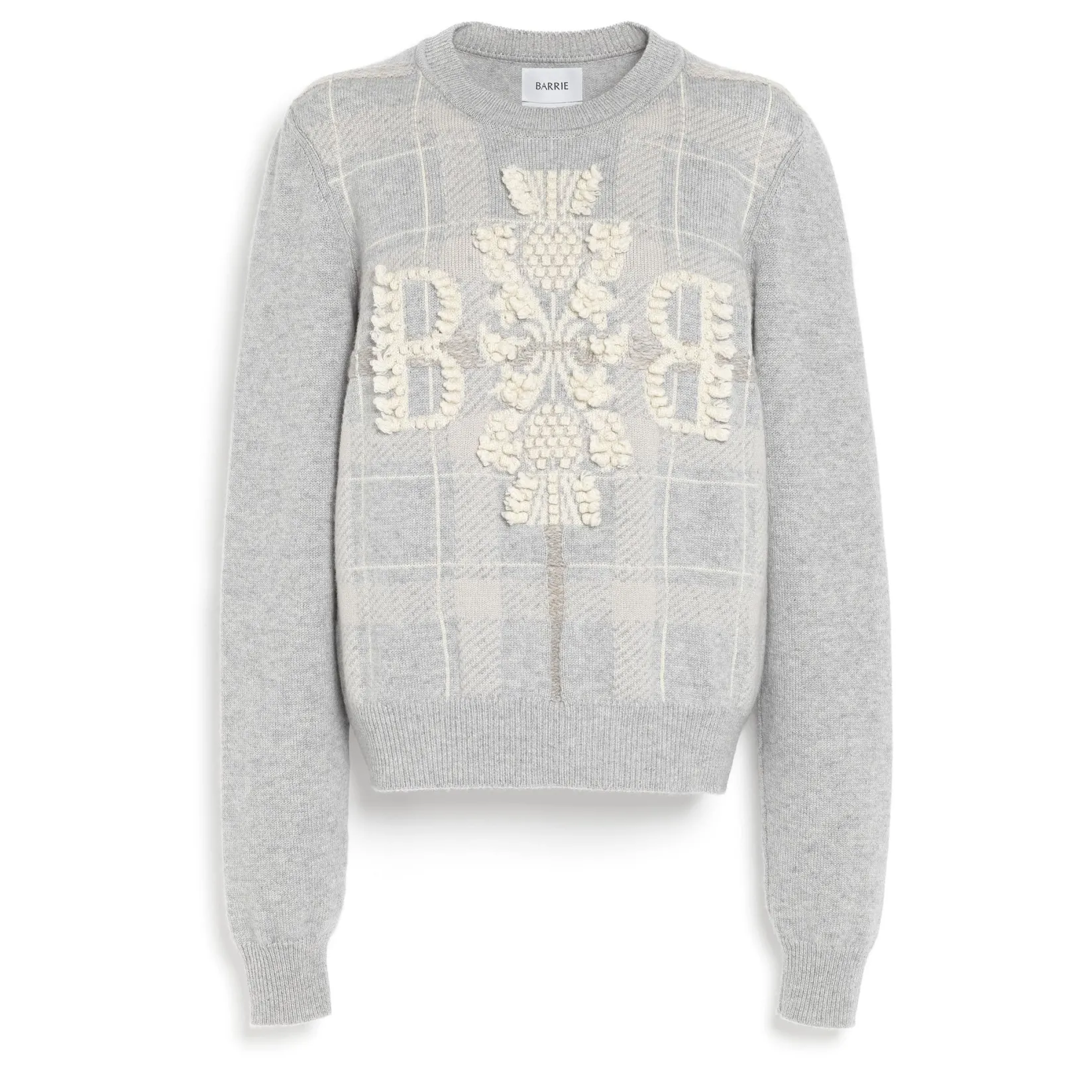 Women Barrie Tartan cashmere jumper with 3D logo
