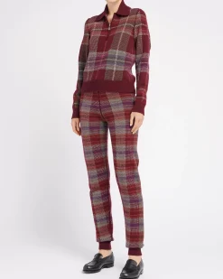 Women Barrie Trousers in cashmere and wool with a tartan motif