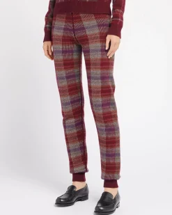 Women Barrie Trousers in cashmere and wool with a tartan motif