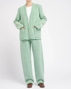 Women Barrie Trousers in cashmere, wool and silk with a chevron motif
