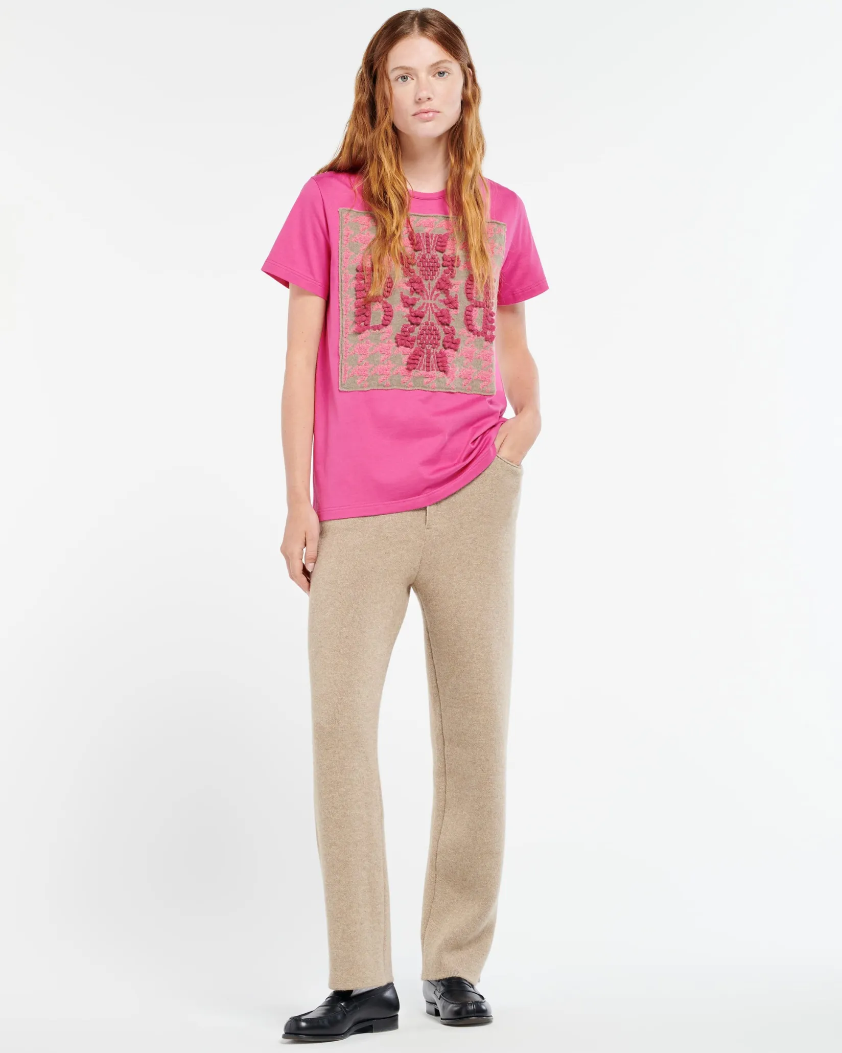 Women Barrie Trousers in chunky-knit cashmere