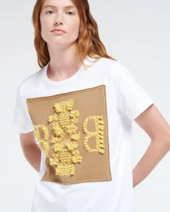 Women Barrie T-shirt with logo cashmere patch