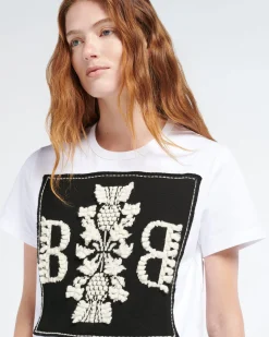 Women Barrie T-shirt with logo cashmere patch