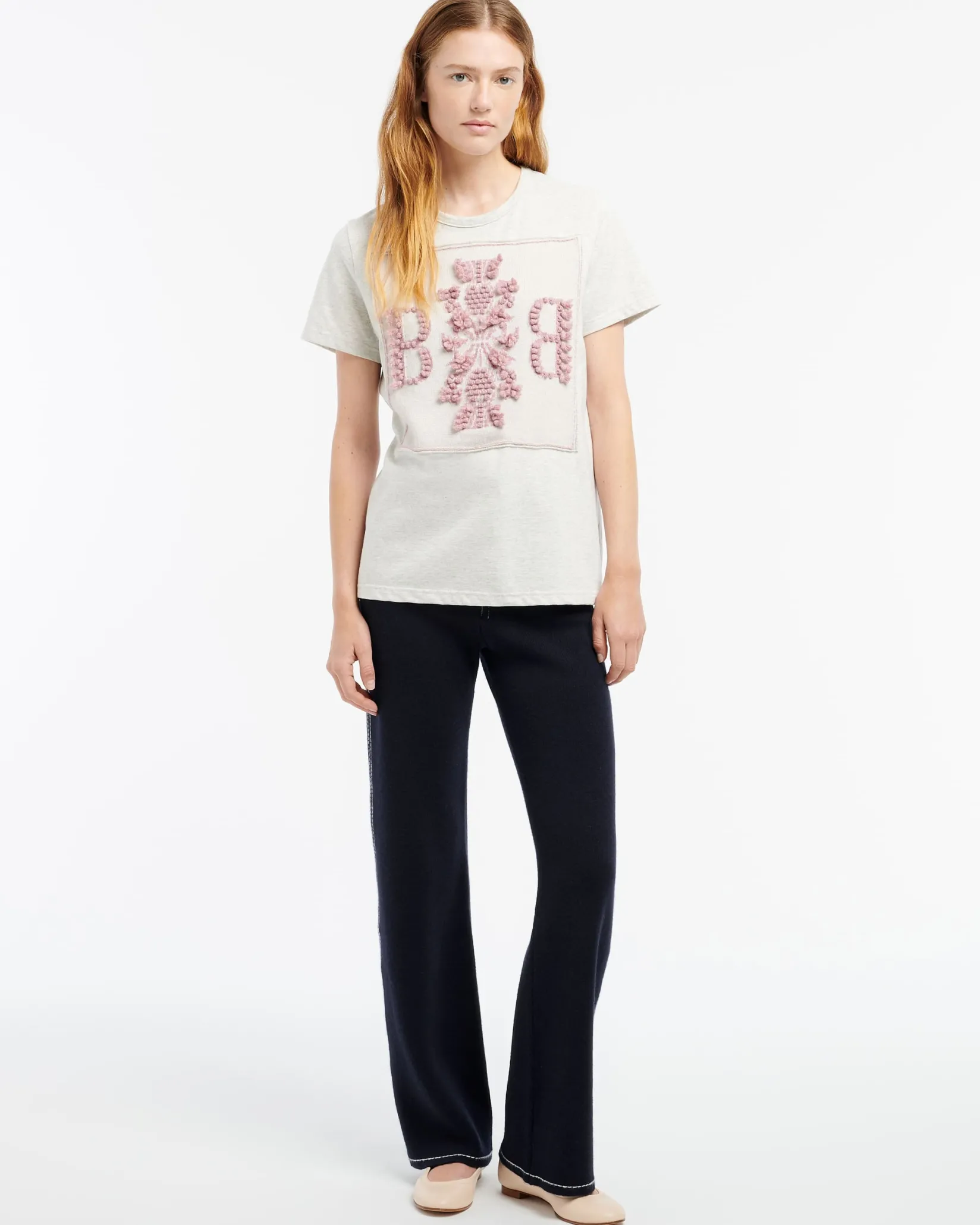 Women Barrie T-shirt with logo cashmere patch