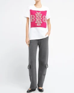 Women Barrie T-shirt with logo cashmere patch