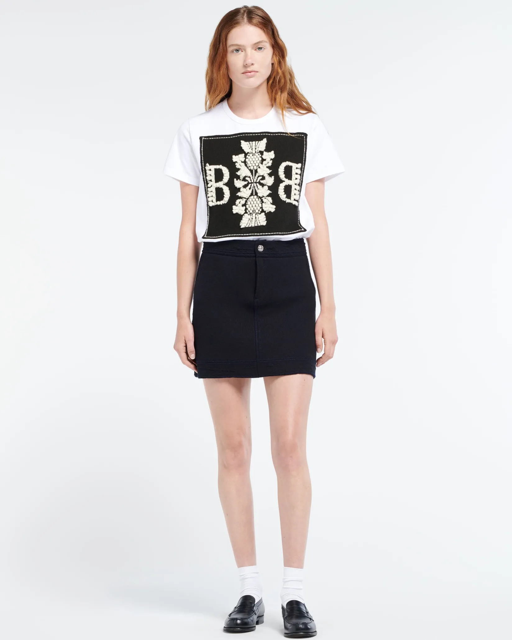 Women Barrie T-shirt with logo cashmere patch