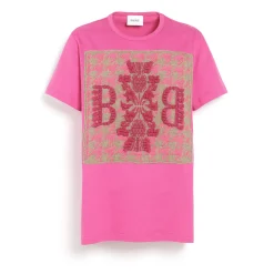 Women Barrie T-Shirt with cashmere houndstooth patch and B logo