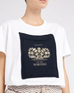 Women Barrie T-shirt with printed cashmere patch